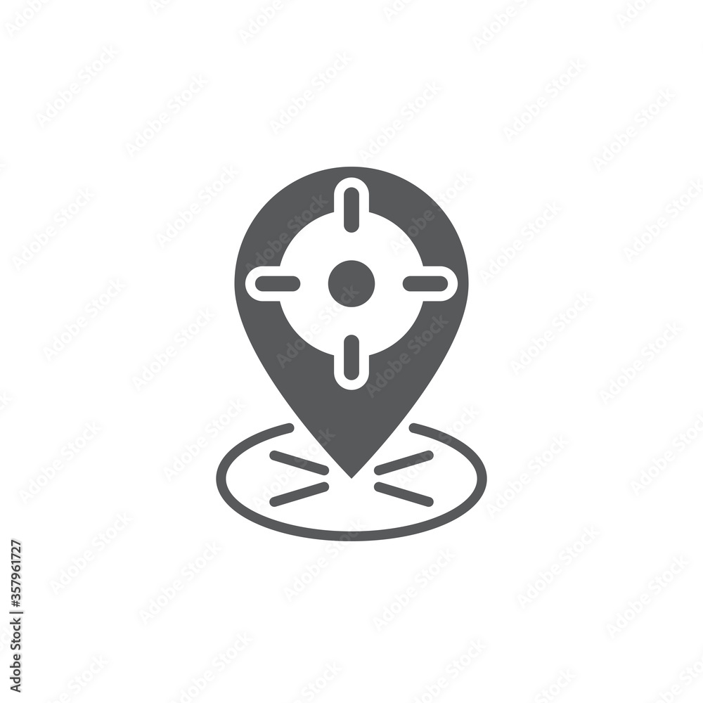 GPS with target location vector icon symbol isolated on white background GPS with target location vector icon symbol isolated on white background