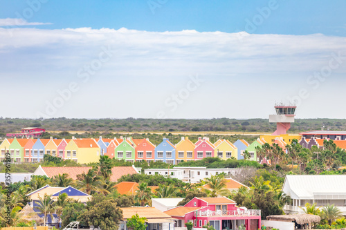 Colorful Buildings and Pink Airport of Kralendijk, Bonaire photo