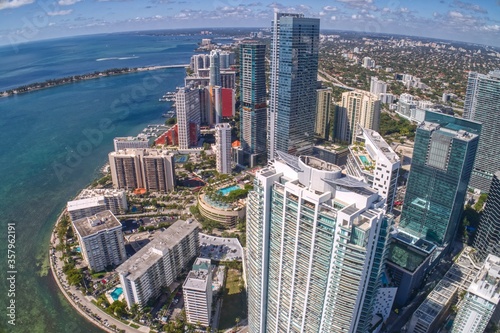 Aerial View of Downtown Miami Skyscrapers during Winter