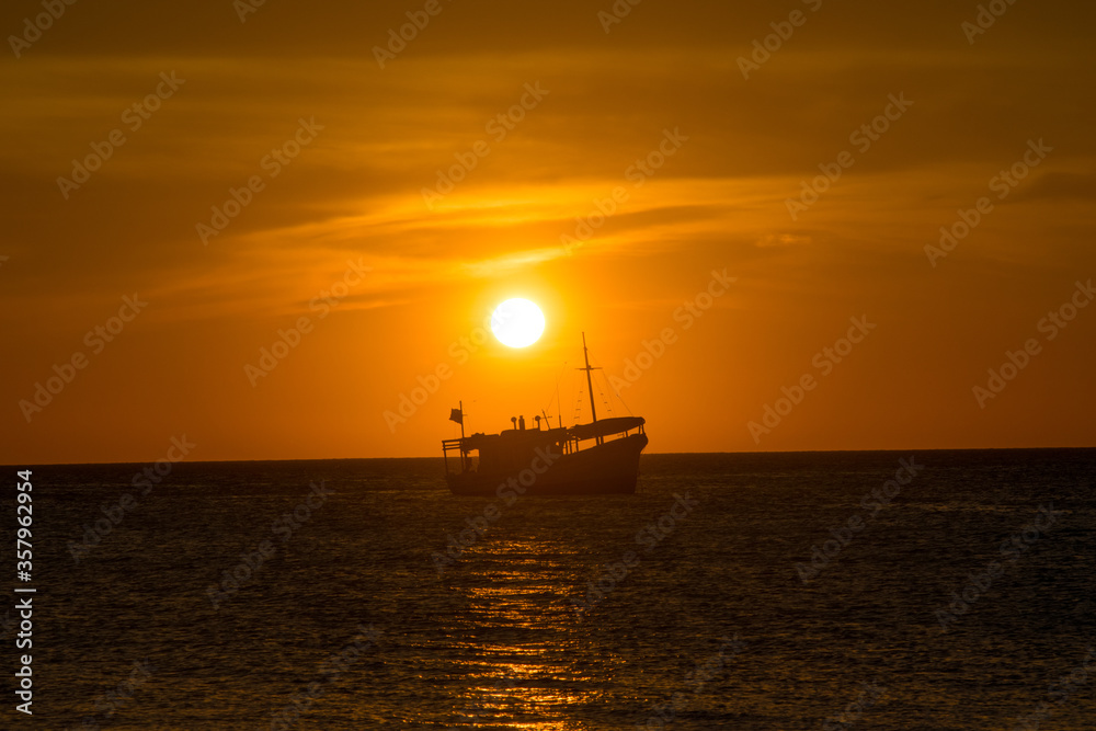 boat and sunset boat and sunset