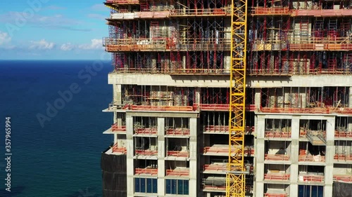 Drone footage inspecting a highrise building under construction 4k photo