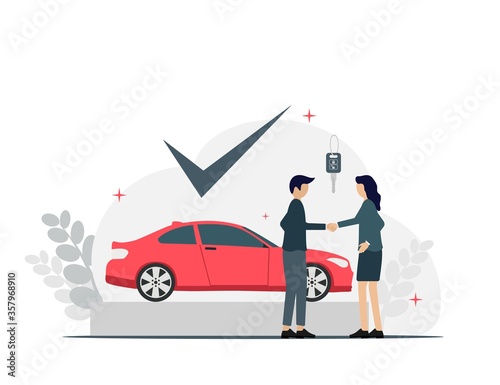 Car Seller Deal buying and sell Flat Illustration