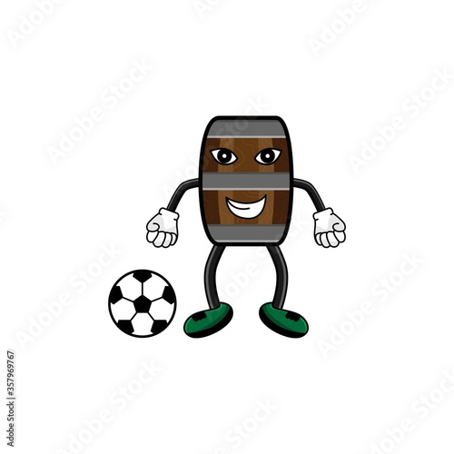 wine barrel character sport style vector design illustration