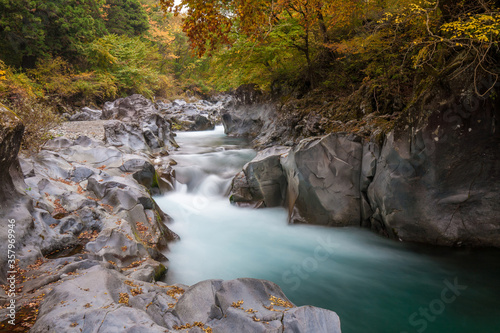 Waterfall in autumn forest in Nikko  Japan