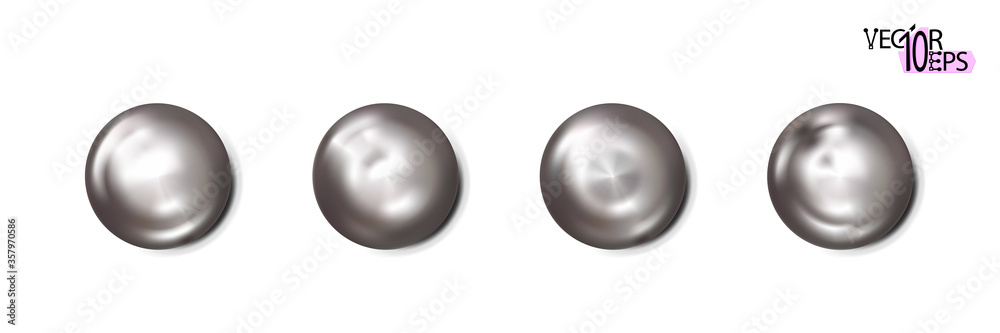 Realistic Construction rivets, metal set heads isolated on white background. Shiny caps. In surface top view of wide a hats metalwares. Vector illustration.