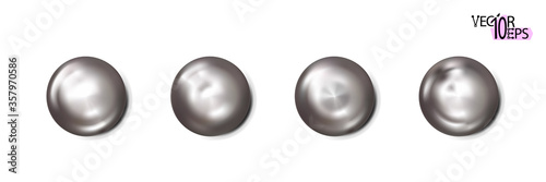 Realistic Construction rivets, metal set heads isolated on white background. Shiny caps. In surface top view of wide a hats metalwares. Vector illustration.