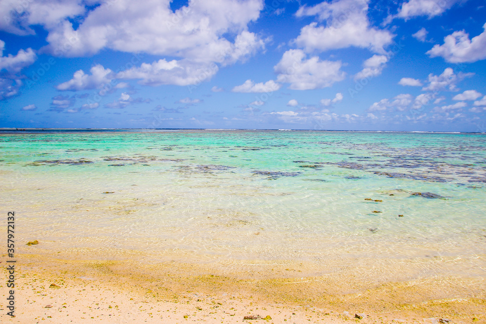 Rarotonga stunning beautiful beaches, white sand, clear turquoise water, blue lagoons, Cook islands, Pacific islands
