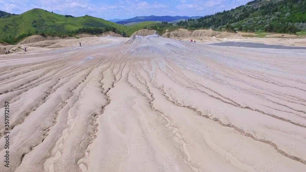 Mud Volcanoes in Romania Mountains Beautiful Aerial Drone View Notches Mud Volcanoes in Romania Mountains Beautiful Aerial Drone View Notches
