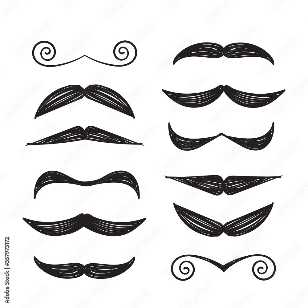 hand drawn mustache icon illustration doodle style vector hand drawn mustache icon illustration doodle style vector