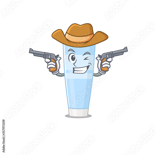 Cartoon character cowboy of eye cream with guns