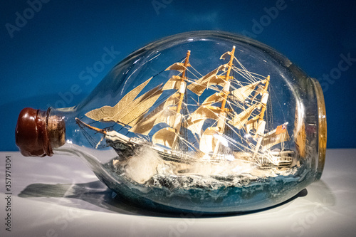 Ship in bottle in museum