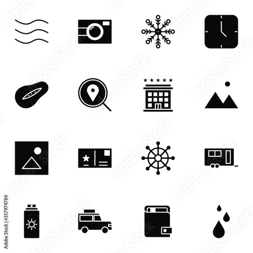 Holiday and travel icon set. Modern trip, journey, travelling solid icons sign. Simple icon vector illustration.