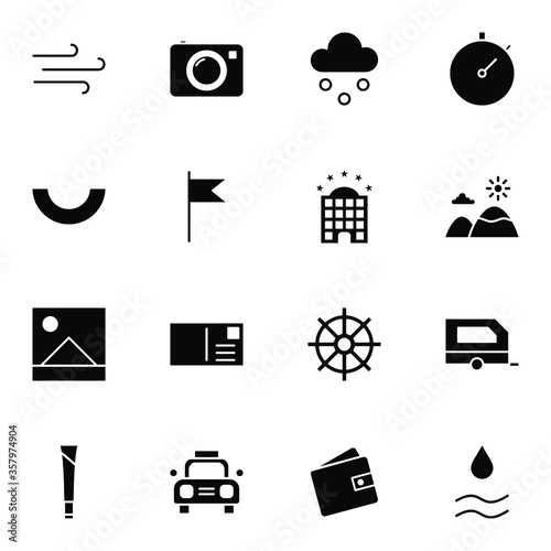 Holiday and travel icon set. Modern trip, journey, travelling solid icons sign. Simple icon vector illustration.