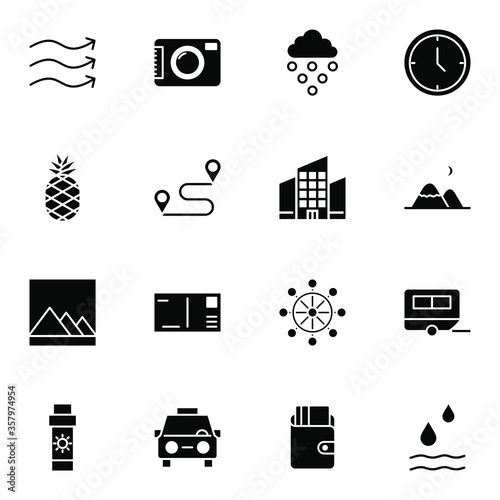 Holiday and travel icon set. Modern trip, journey, travelling solid icons sign. Simple icon vector illustration.