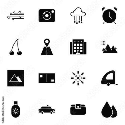 Holiday and travel icon set. Modern trip, journey, travelling solid icons sign. Simple icon vector illustration.