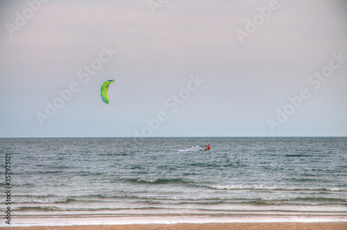 An Unidentified Kitesurfer in the Sea