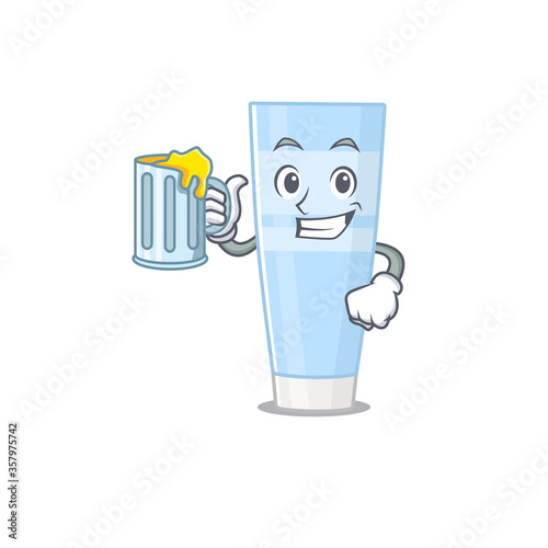 A cartoon concept of eye cream with a glass of beer