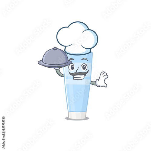 mascot design of eye cream chef serving food on tray