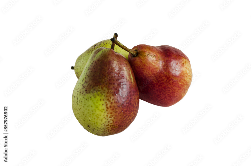 fresh red-green pears on a white background isolate fresh red-green pears on a white background isolate