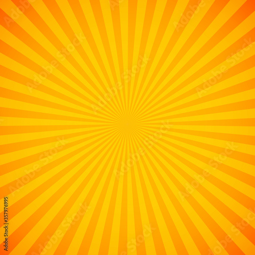 Bright orange and yellow rays vector background,