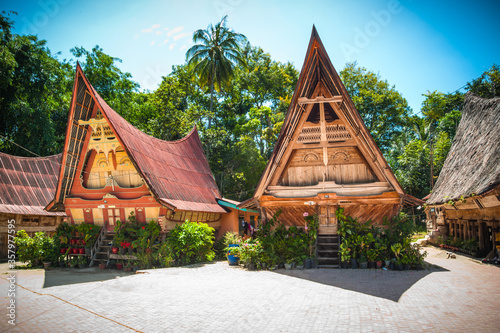 Traditional sumatran wooden house photo