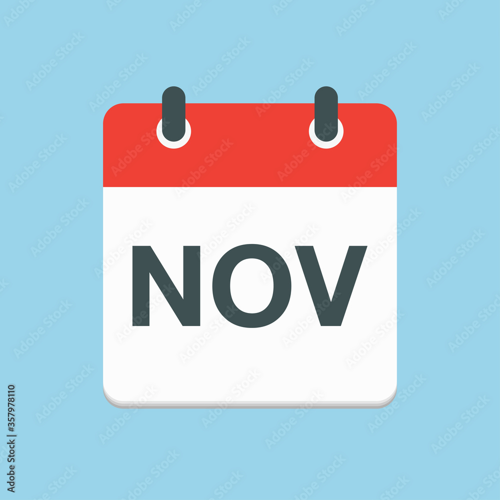 Vector icon day calendar, autumn month November