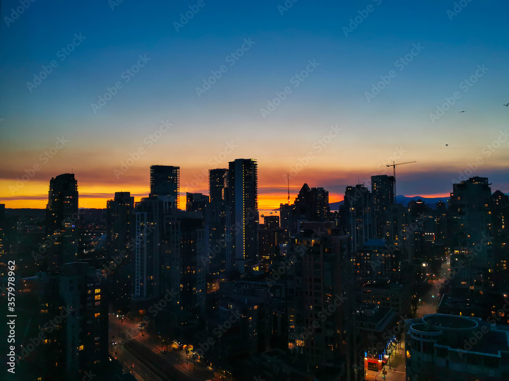 Fototapeta premium City Aerial Buildings Train Stations Cityscape Skyscrapers and High Rises Coast Marina Harbor Downtown 