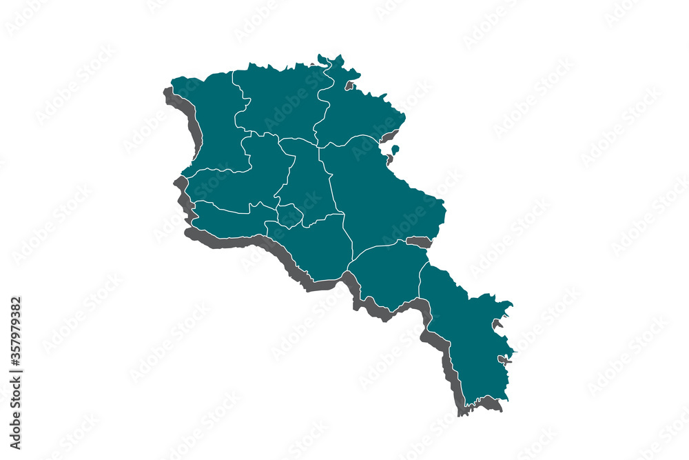 armenia map - blue pastel graphic background . Vector illustration eps 10.Blue gradient Armenia map. Detailed, Mercator projection.Blue gradient Armenia map. Detailed, Mercator projection. - Vector