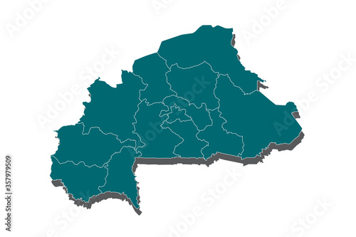 A Map of the country of Burkina Faso,High Detailed Blue Map