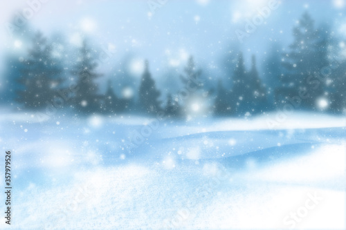 Winter background of snow and the frost with free space for your decoration. Christmas background.