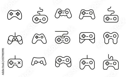 Gamepad line icons set.