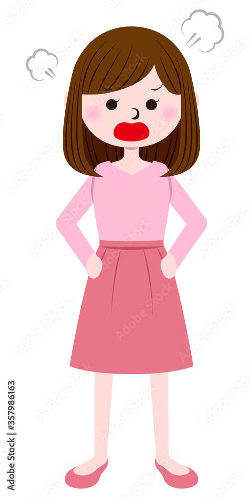Illustration of a woman with a angry expression Illustration of a woman with a angry expression