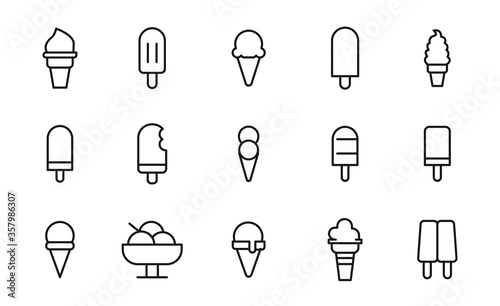 Simple set of ice cream icons in trendy line style.