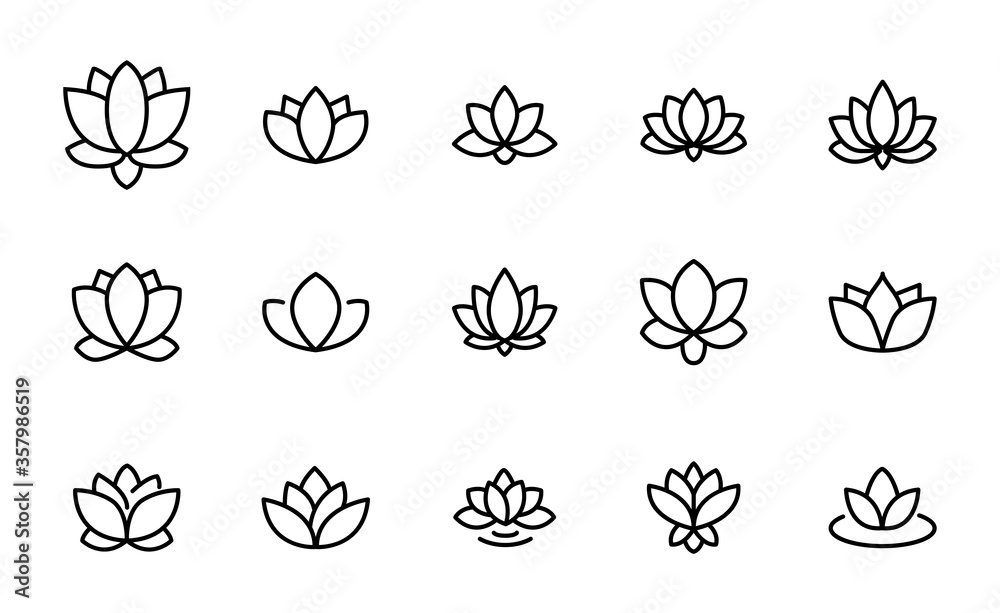 Naklejka Icon set of lotus.