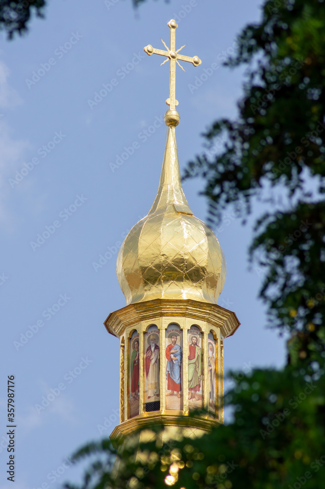 Pictures of the saints on turrets in the Saint Sophia Cathedral complex, Kyiv, Ukraine