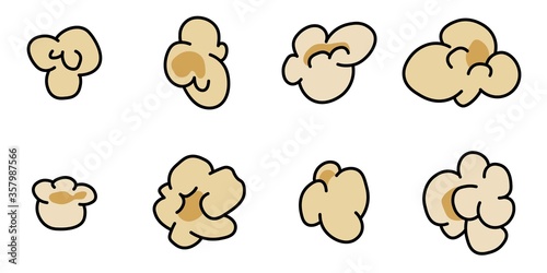 popcorn colorful doodle icon design. Plain white background. Hand drawn cartoon illustration.  