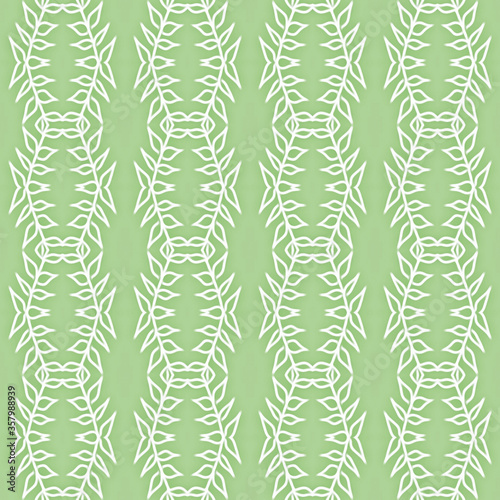 Fototapeta Naklejka Na Ścianę i Meble -  seamless pattern with green leaves, beautiful geometric shaped pattern drawing on abstract background, watercolor canvas art, graphic design texture illustration wallpaper