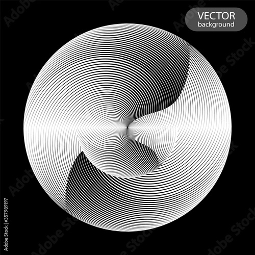 Abstract halftone lines circle background, geometric dynamic pattern, vector modern design texture for card, cover, poster, decoration.