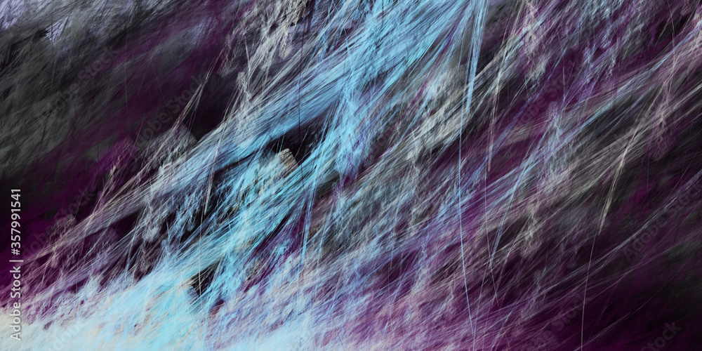 Obraz premium Abstract blue and violet chaotic painted shapes. Fantastic fractal background. Digital art. 3d rendering.