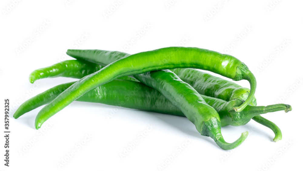 Fresh bitter green peppers isolated on white background Fresh bitter green peppers isolated on white background