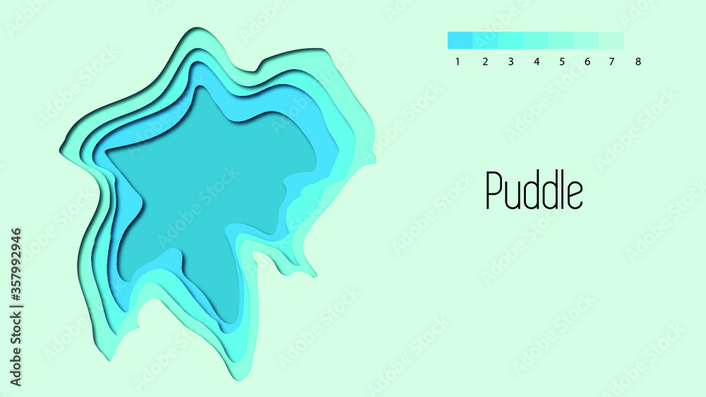 Abstract Blue, paper cut art style, water puddle vector Abstract Blue, paper cut art style, water puddle vector