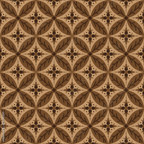 Beautiful flower design on Central Java batik with simple mocca brown color design