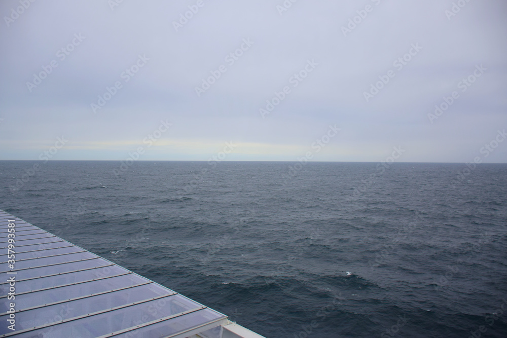 Seascape of North Sea all the way from Oslo to Copenhagen during winter