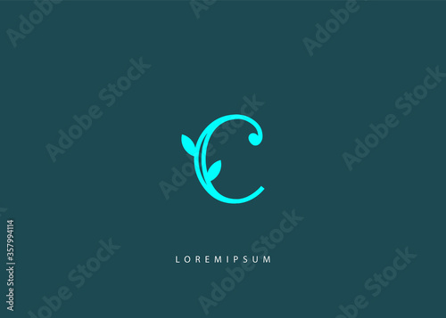 Initial C leaf logo design inspiration  Letter C leaf vector icon