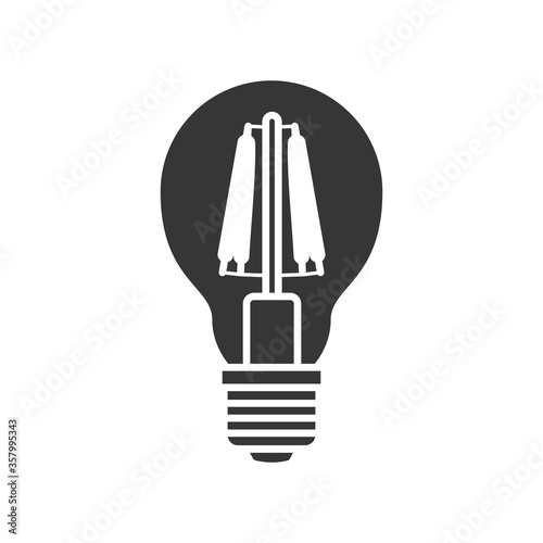 LED light lamp bulb vector filled silhouette icon, isolated on white background