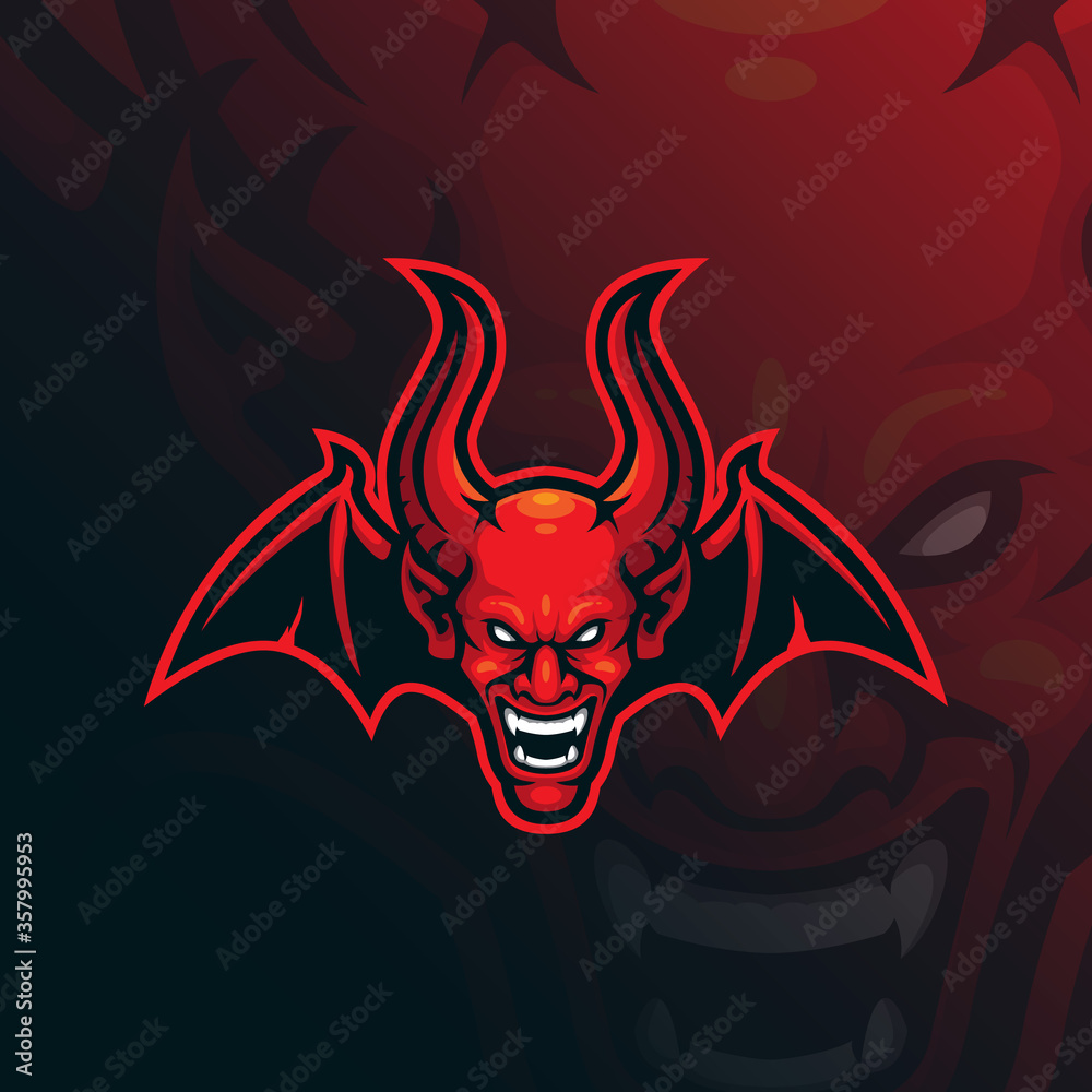 devil mascot logo design vector with modern illustration concept style for badge, emblem and tshirt printing. angry head devil illustration.