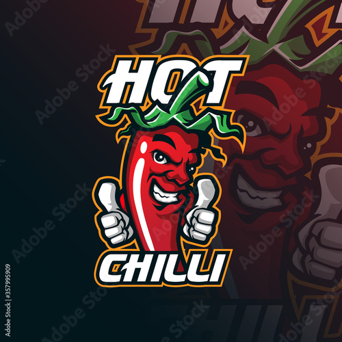 chilli mascot logo design vector with modern illustration concept style for badge, emblem and tshirt printing. smart hot chilli illustration.