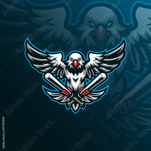 eagle mascot logo design vector with modern illustration concept style for badge, emblem and tshirt printing. eagle baseball illustration for sport team.
