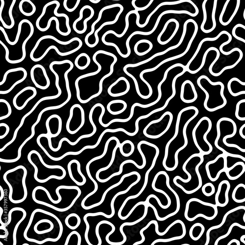 Black and white topographic lines organic seamless patterns