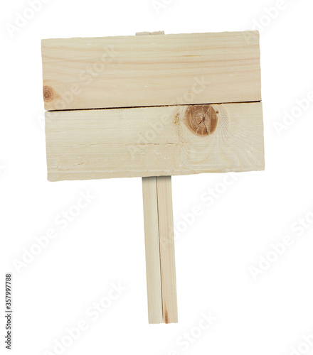 Wooden sign isolated on white background with clipping path.